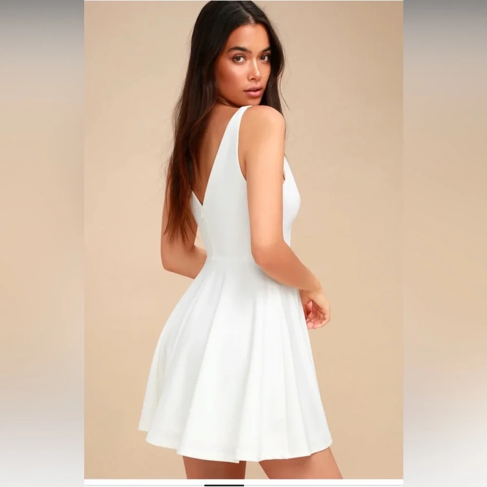 Lulu’s Darling Delight White Skater Dress- Women’s S - Picture 4 of 16